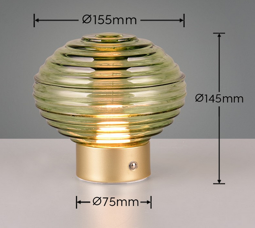 Dekoracyjna Lampka Stołowa LED Zielony Szklany Klosz EARL R57771115 RL