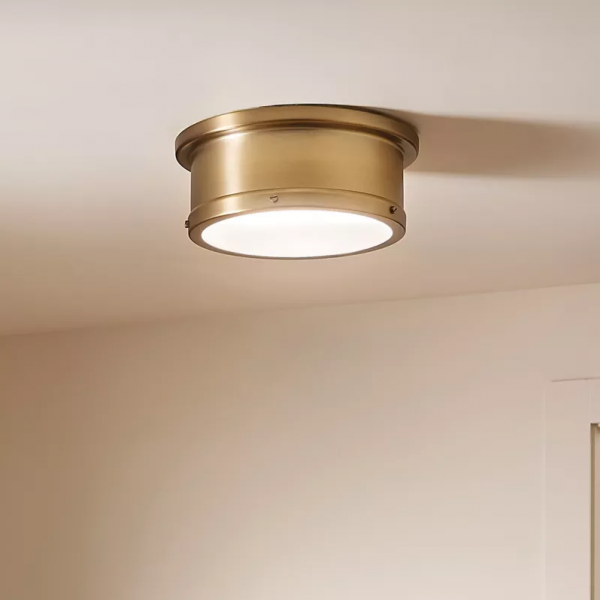  Designerski Średni Plafon Serca Szczotkowany Naturalny Mosiądz 2x E27 Elstead Lighting KL-SERCA-F-M-BNB 