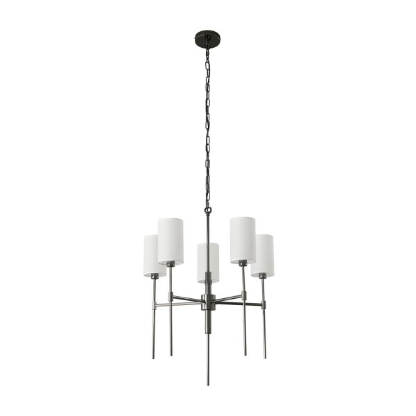 Lampa wisząca metalowa czarna 5-płomienna elegancka klasyczna minimalistyczna tkaninowy biały abażur DARLING ST-9501-5 BLACK Step Into Design