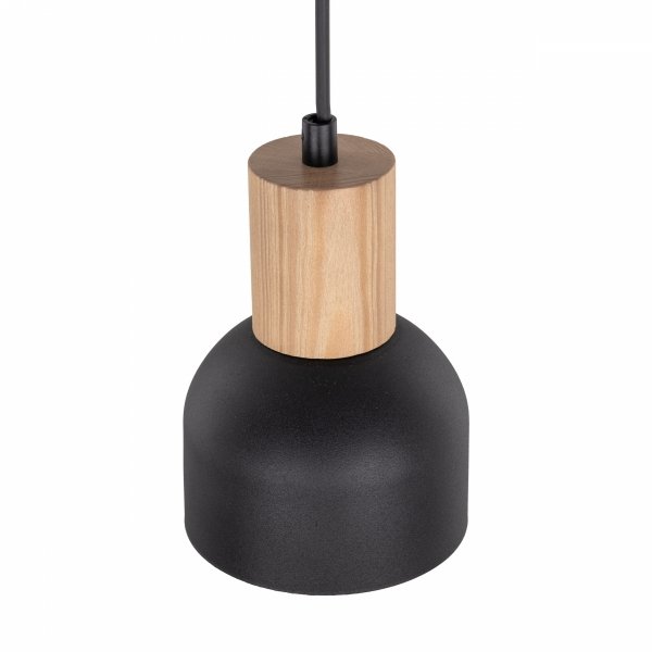 Rustykalna lampa wisząca czarna z elementem drewnianym CAIRO 4894 TK-Lighting pojedyncza nowoczesna minimalistyczna