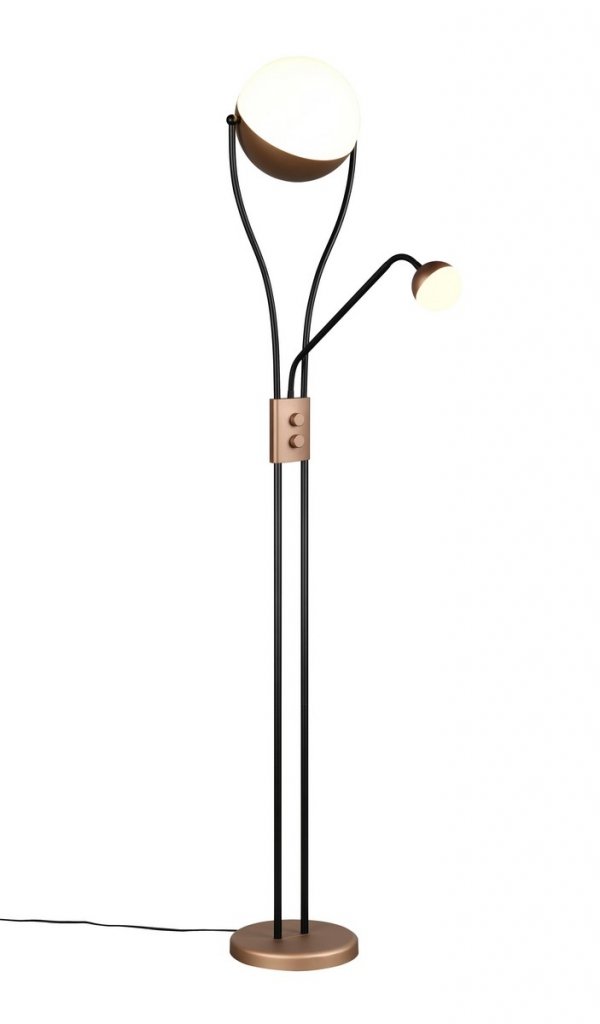 Nowoczesna dekoracyjna lampa podłogowa LED dwie kule brązowa metalowa designerska uniwersalna ściemnialna CHRIS 478310265 TRIO