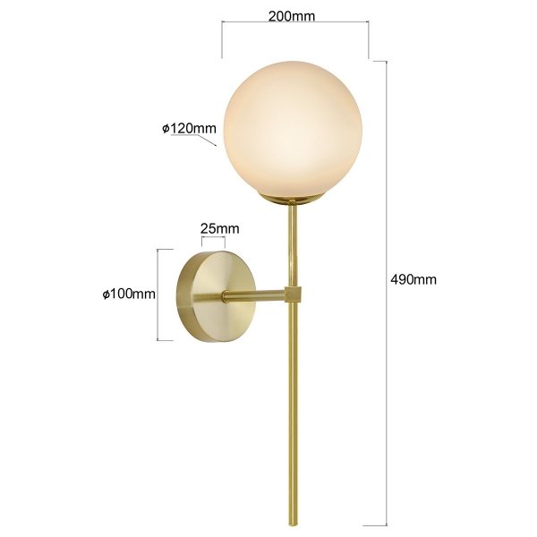  Nowoczesny stylowy designerski złoty kinkiet biała szklana kula PIRULETA LP-008/1W GD Light Prestige IP44