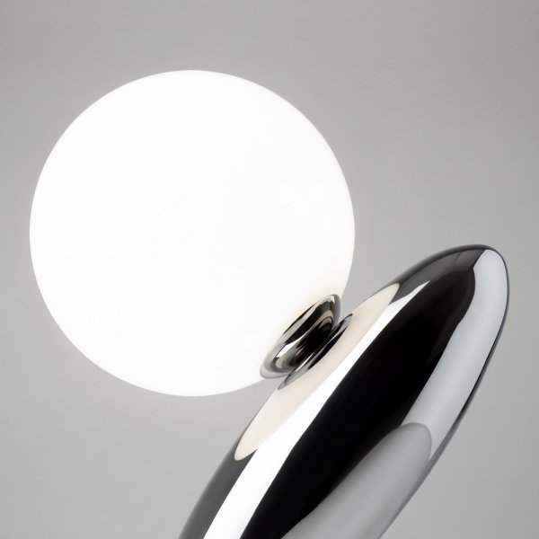 Dekoracyjna lampka stołowa LED platyna okrągła designerska na komodę Resonance MOD482TL-L6PT3K Maytoni