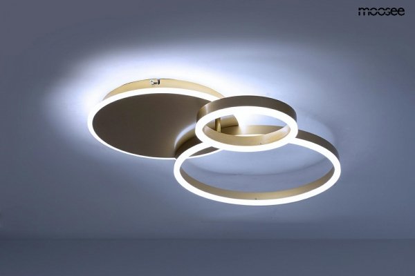  Lampa sufitowa plafon LED okrągły z pierścieniami nowoczesny możliwość ściemniania RINGS 3 złota MSE1501100506 Moosee King Home