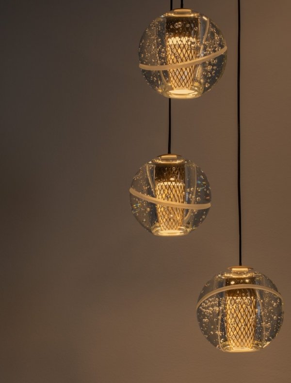 Oryginalna Złota Lampa Wisząca Szklane Kule w Stylu Art Deco LUCES EXCLUSIVAS CUYO LE44212
