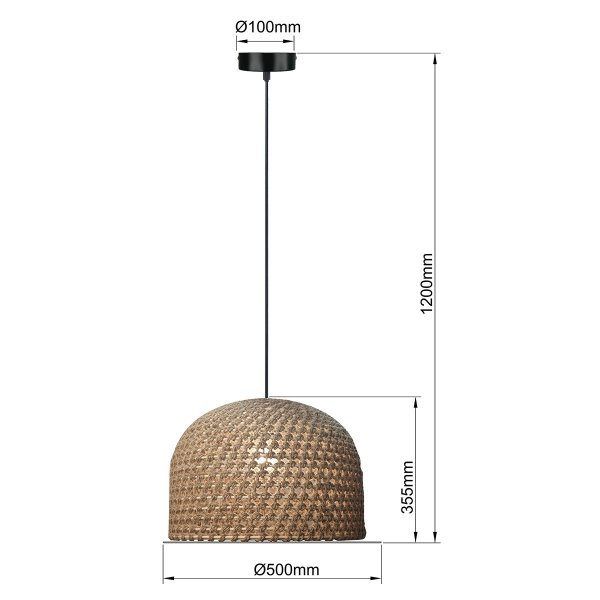 Naturalna pleciona lampa wisząca z rattanu w stylu japandi KANSOLP-2025/1P 50 cm Light Prestige