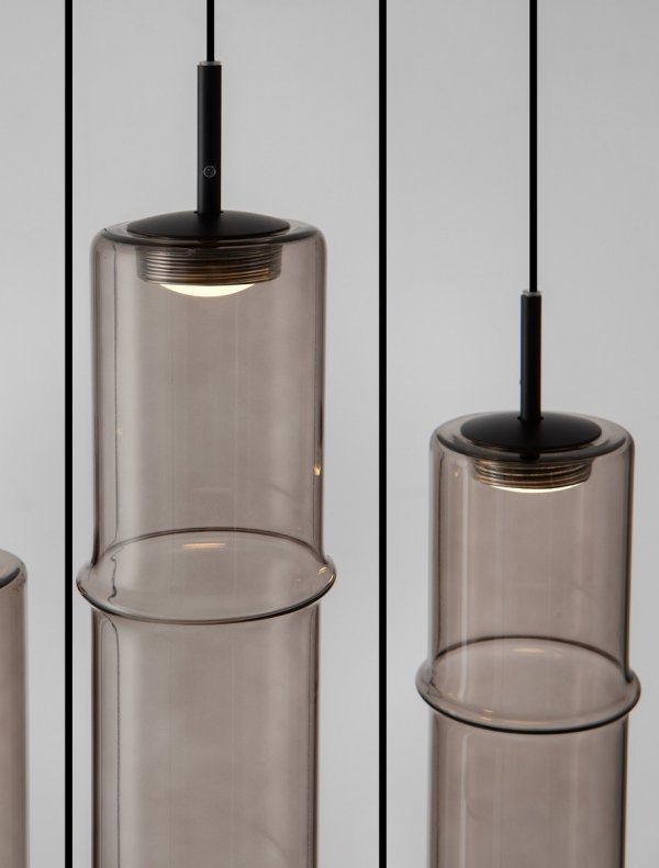 Minimalistyczna lampa wisząca LED szklana tuba kolor mokka uniwersalna klasyczna możliwość ściemniania SARTANO LE45164 Luces Exclusivas
