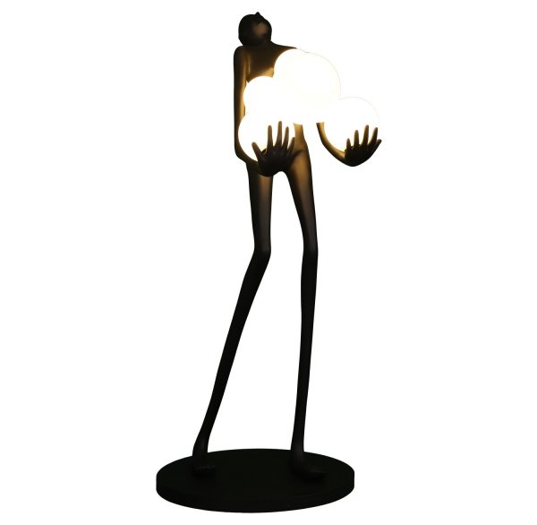 Designerska lampa podłogowa stojąca czarna kobieca sylwetka dekoracyjna ozdobna szklane kule WOMAN F9312 Step Into Design