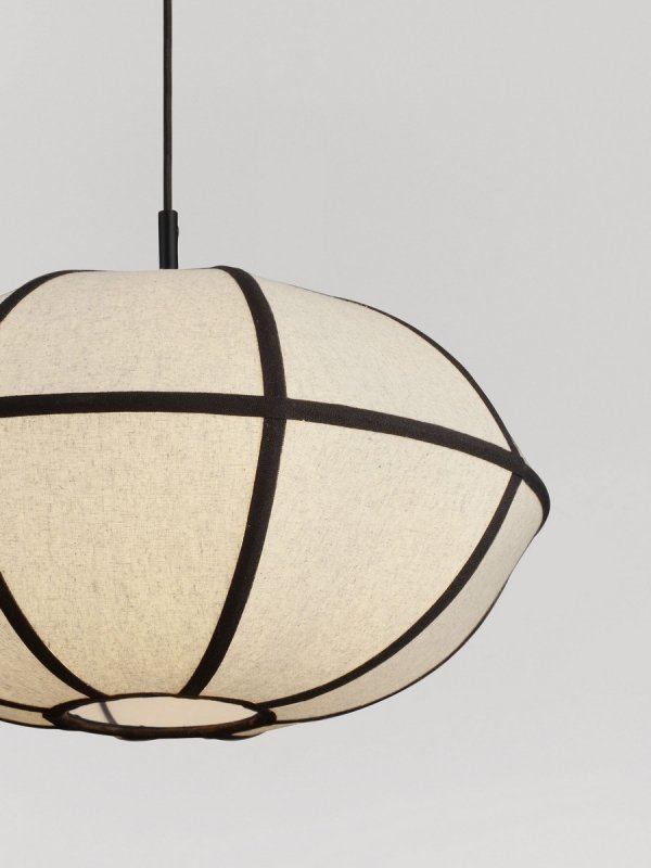 Lampa wisząca lniany abażur owalny retro nowoczesna klasyczna dekoracyjna do sypialni salonu Luces Exclusivas