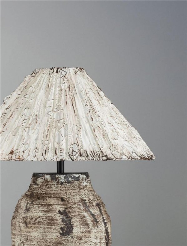 Lampka stołowa nocna ceramiczna tkaninowy abażur boho rustykalna industrialna Luces Exclusivas