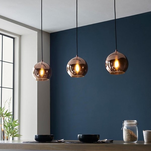 Lampa Wisząca Nowoczesna Miedziane Szklany Klosze Kule BOLI 102929 ENDON