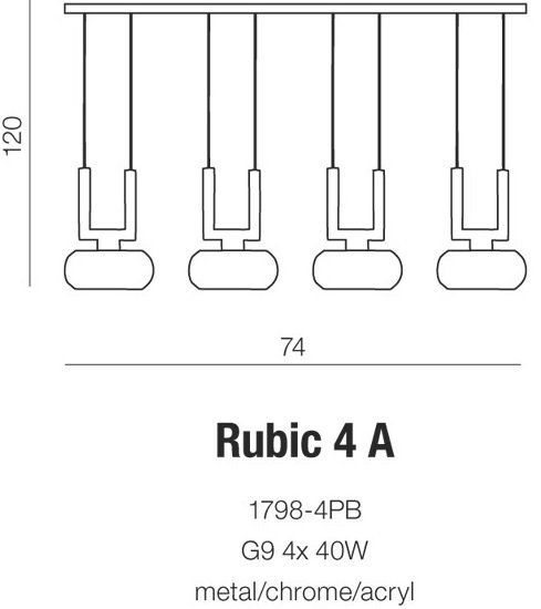 LAMPA SUFITOWA WISZĄCA AZZARDO RUBIC 4A AZ0494