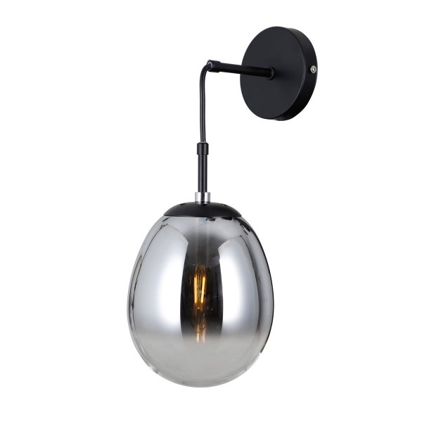 Czarny kinkiet zwis szklany dymiony klosz Meolo Italux WL-40825-1-BK