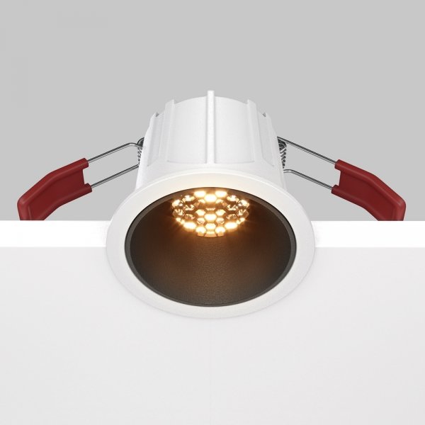 Lampa wpuszczana w sufit minimalistyczna aluminium biało-czarna okrągła Alfa LED MAYTONI DL043-01-10W2.7K-RD-WB-DE