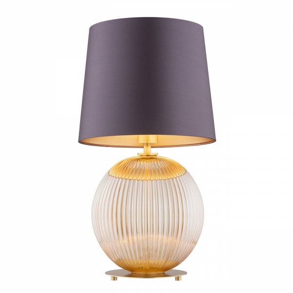 Lampa stołowa lampka nocna nowoczesna elegancka szklana kula miodowy lister śliwkowy abażur satyna HAMILTON 8537 Argon