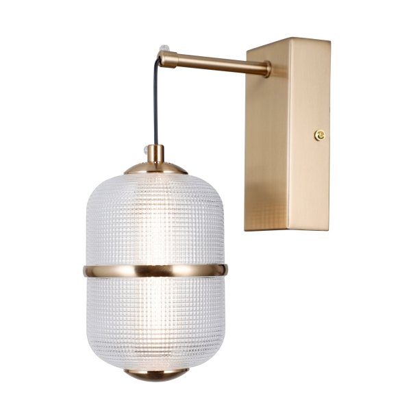 Nowoczesny kinkiet led Alani Italux WL-34375-1-HBR szklany siatkowany klosz salonowy ozdobny