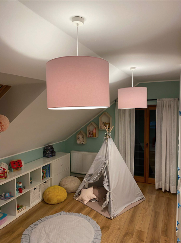 Różowa lampa wisząca dziecięca klasyczna tkaninowy abażur chrom regulacja wysokości MAGIC 4136 Argon