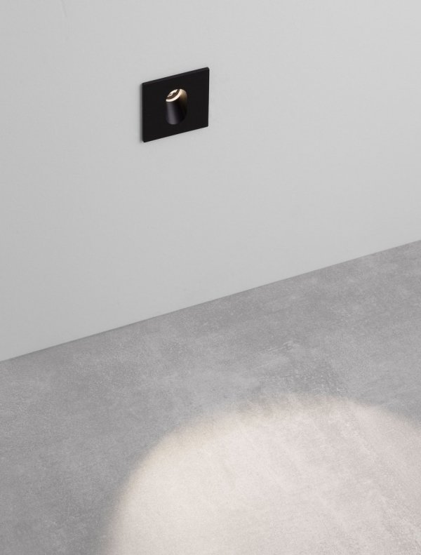 Oprawa wpuszczana kinkiet LED kolor antracyt kwadratowa minimalistyczna nowoczesna IP65 ZALIRCO LE75331 Luces Exclusivas