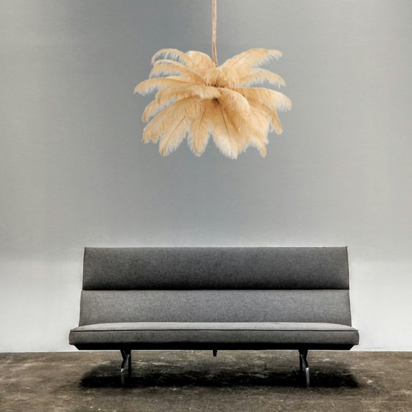 Dekoracyjna nowoczesna beżowa lampa wisząca pióra 6 źródeł światła designerska boho kula EMU ST-DN127 beige Step Into Design