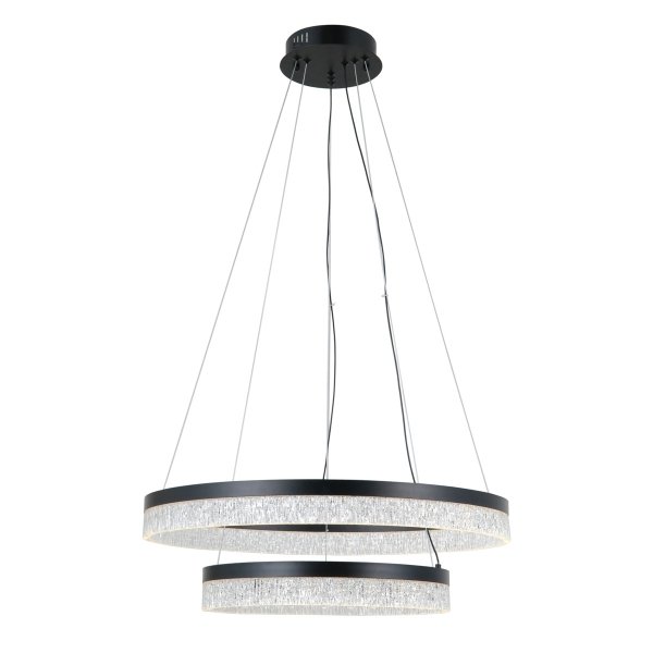 DUPLIKAT: Nowoczesna czarna lampa wisząca 2 ringi okręgi Pantal PND-34533-2L-BK  Italux