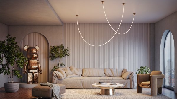 Nowoczesna Lampa Wisząca TAU MAYTONI Linia Świetlna LED 40W 3000K Złota