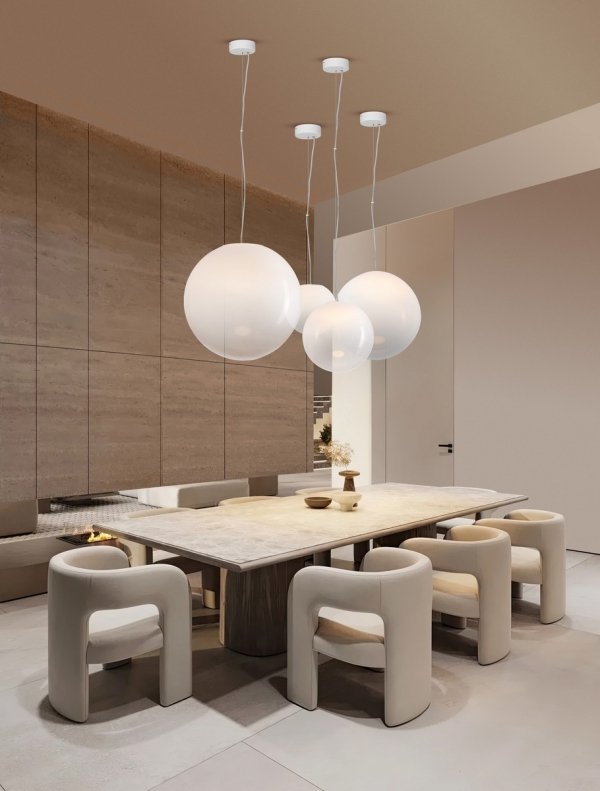 Klasyczna lampa wisząca LED biała szklana kula minimalistyczna uniwersalna możliwość ściemniania LIVANDO LE45181 Luces Exclusivas