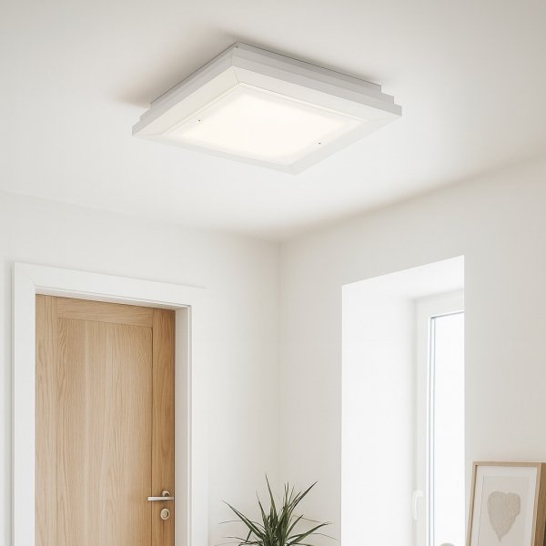 Lampa sufitowa plafon kwadratowy 52cm drewniany klasyczny nowoczesny minimalistyczny biały TABOR 1870 Argon