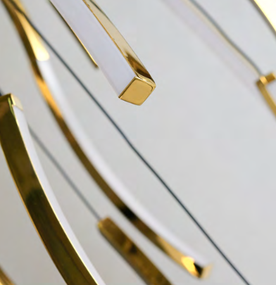 Nowoczesna złota lampa wisząca LED kaskadowa kompozycja falujących linii FLOW 13 PENDANT 3-STEP DIMM GOLD AZ6816 Azzardo