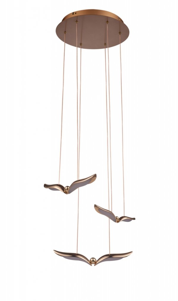 Designerska lampa wisząca GUFO 3 LED róźowe złoto 36 cm Step Into Design ST-DL8506