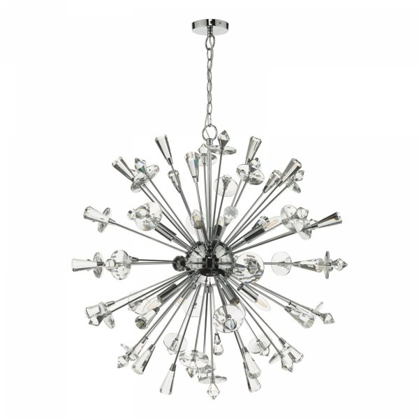 Nowoczesna Lampa Wisząca Designerska Chrom Kryształowe Elementy EXODUS EXO0850 DAR LIGHTING