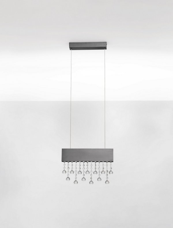 Czarna aluminiowa lampa wisząca LED listwa z kryształkami designerska glamour możliwość ściemniania OLEVIRA LE45148 Luces Exclusivas