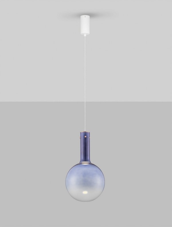 Szklana Lampa Wisząca Minimalistyczna Niebieski Szklany Klosz JAVIER LE44478 Luces Exlusivas