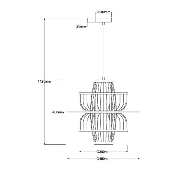 Czarna geometryczna lampa wisząca z rattanu ASTRA LP-3110/1P BK Light Prestige