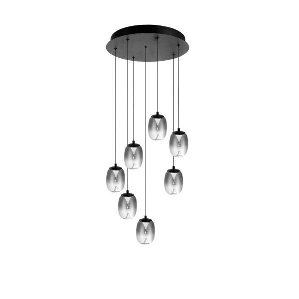 Szklana Designerska Lampa Wisząca LED Dymiony klosz PAMELA 11 ROUND 7 AZ6270 AZZARDO
