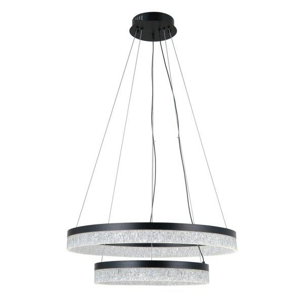 DUPLIKAT: Nowoczesna czarna lampa wisząca 2 ringi okręgi Pantal PND-34533-2L-BK  Italux
