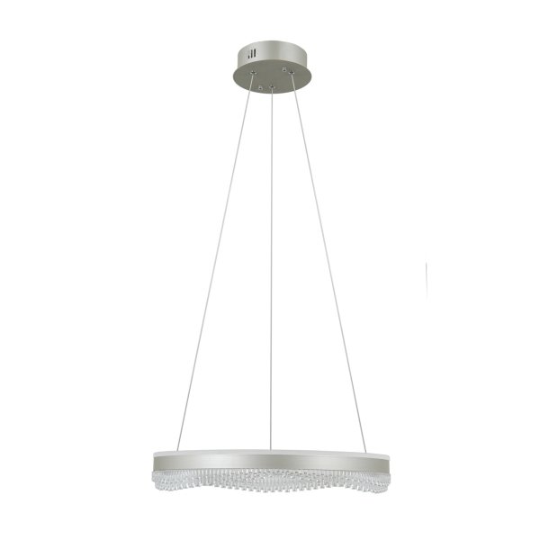 Lampa wisząca okrąg z kryształkami 50cm LED srebrna dekoracyjna w nowoczesnym stylu zmiana barwy światła Morte PND-34535-M-SILV Italux