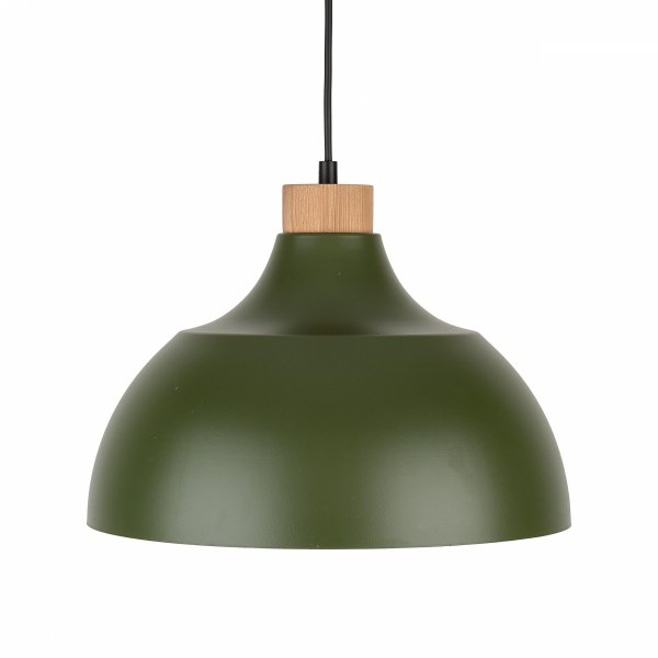 Minimalistyczna lampa wisząca w stylu rustykalnym zielona z elementem drewnianym CAP GREEN 5665 TK-Lighting 