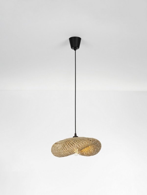 Lampa wisząca bambusowa pleciona kolor naturalny owalna boho rystykalna industrialna nad stół do salonu sypialni NULVERO LE45364 Luces Exclusivas