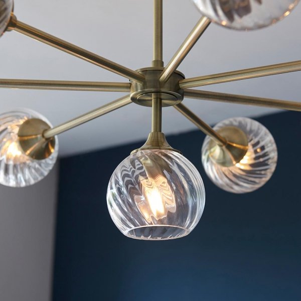 Dekoracyjna Lampa Wisząca Vintage Szklane Klosze Kule Mosiądz ALLEGRA 103172 ENDON