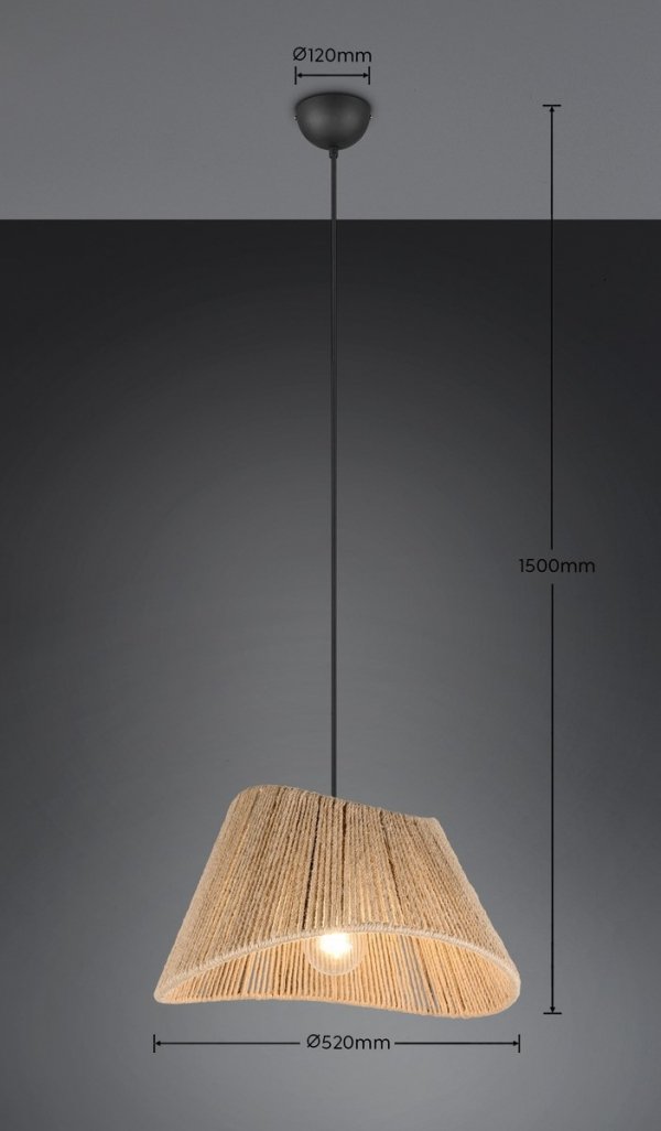 Dekoracyjna asymetryczna lampa wisząca w stylu boho abażur z juty VALERIE R31881036 RL
