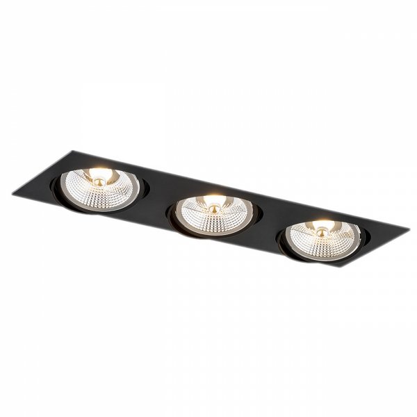 Nowoczesna minimalistyczna lampa sufitowa wpuszczana oczko oprawa podtynkowa czarny potrójna OLIMP PLUS 6116 Argon