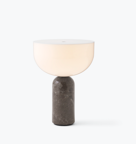 Lampka stołowa nocna półokrągła szary marmur nowoczesna designerska dekoracyjna na komodę 24cm Kizu 21712 New Works