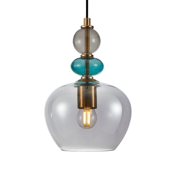 Designerska Lampa Wisząca Szklane Wielokolorowe Klosze BUSCO PND-30263-3A-BRO-SG ITALUX