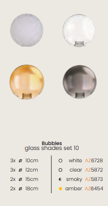 Molekularna lampa wisząca czarna listwa opalowe szklane klosze kule BUBBLES 10 AZ5866 + AZ6728 Azzardo 