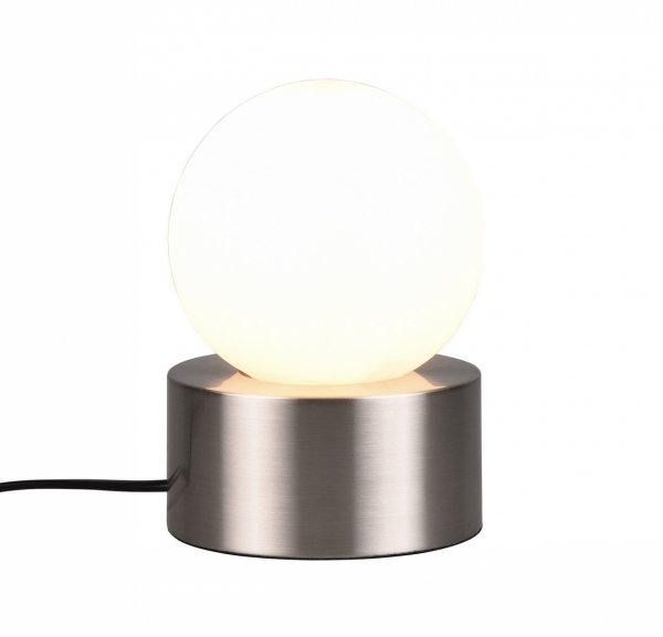 Dekoracyjna Lampka Stołowa W Kolorze Nikiel Biały Szklany Klosz COUNTESS R59051007 RL