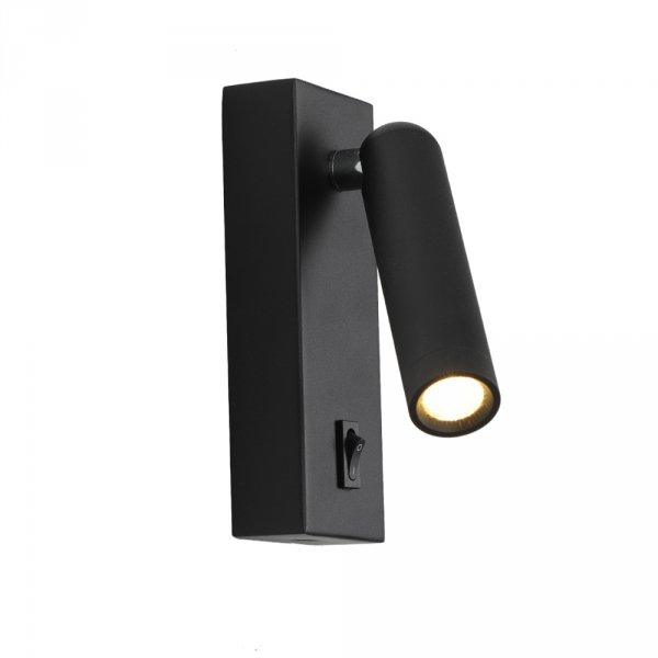 Czarny kinkiet ścienny led z wyłącznikiem Nova Italux WL-46376-1-BK sypialniany