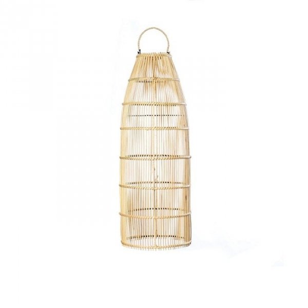 Rattanowa Lampa Wisząco Stojąca w Stylu Boho Naturalna FISH BAYU003N-M-22x62 BAZAR BIZAR