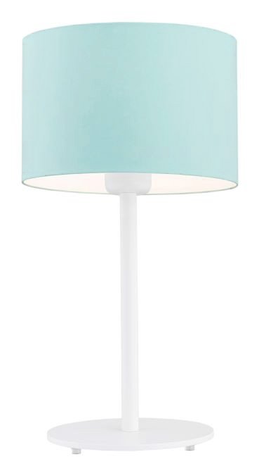 Dziecięca lampa stołowa biurkowa lampka nocna biała stal lakierowana z tkaninowym abażurem kolor miętowy MAGIC 4127 Argon