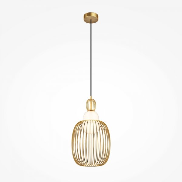 Nowoczesna designerska lampa wisząca podłużna metalowa mosiądz Levitation MAYTONI MOD376PL-01G1