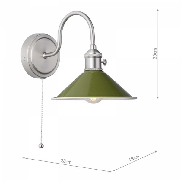 Chrom Kinkiet Ścienny Vintage Zielony Klosz HADANO HAD0761-07 DAR LIGHTING